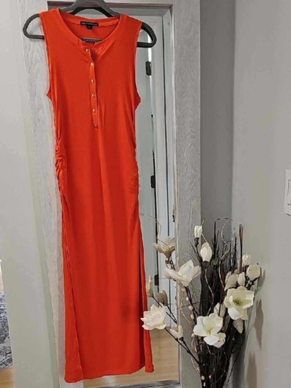 Boston Proper, Orange Sleeveless Maxi Dress, S